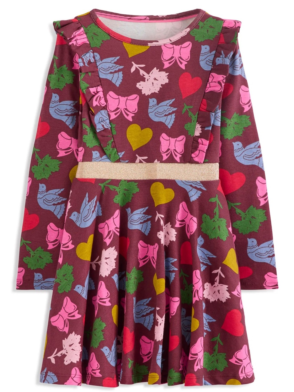 NWT Mini Boden Twirly Long Sleeve Cotton Jersey Dress Holiday
